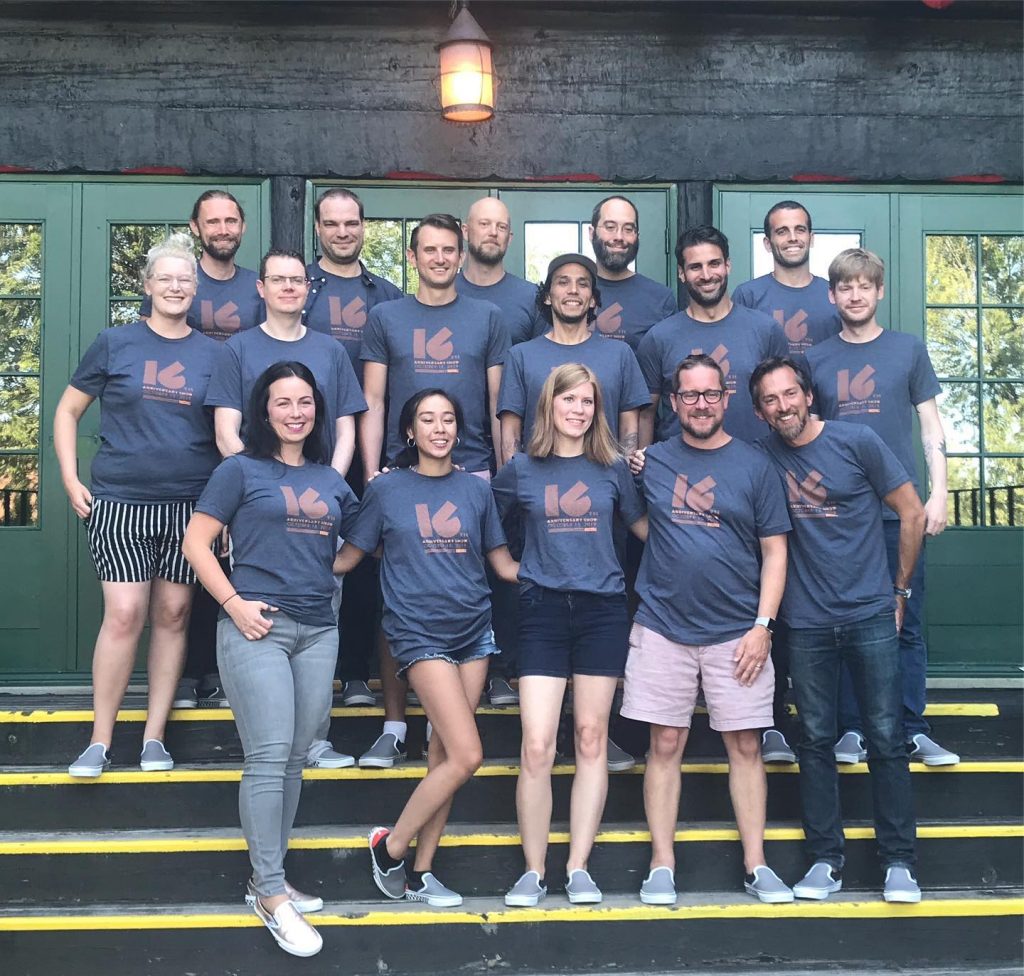 The Bandzoogle team poses for a group photo at one of their annual retreats.